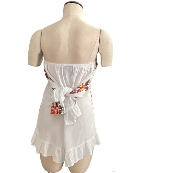 Anthropologie Liv Los Angeles BOHO Peasant Top S Floral Embroidered White 174L - Picture 8 of 11